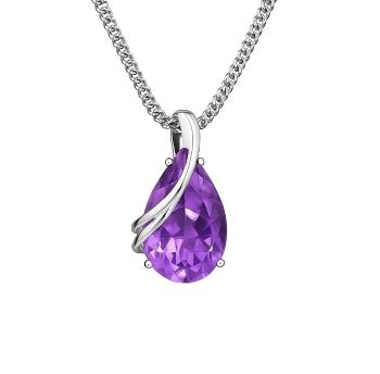 Silver Cat Strieborný náhrdelník s ametystom Colored stones SC588 (retiazka, prívesok)