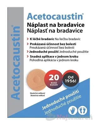 Acetocaustin Náplasť na bradavice 20 ks