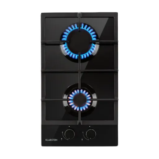 Klarstein Ignito Domino, plynová varná doska, 2 Sabaf horáky, sklokeramika, čierna