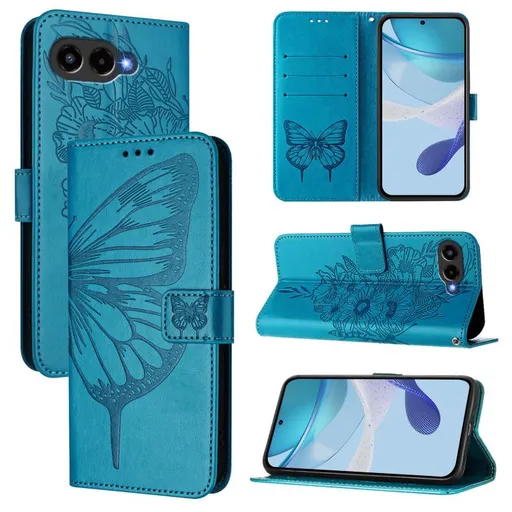 ART BUTTERFLY Peňaženkový obal pre T Phone 3 modrý