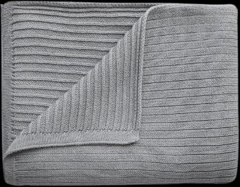 MUSHIE Pletená detská deka z organickej bavlny - pásková GRAY 80 x 100 cm