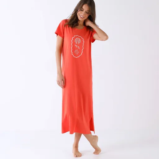 Dlhá nočná košeľa s potlačou mušličiek