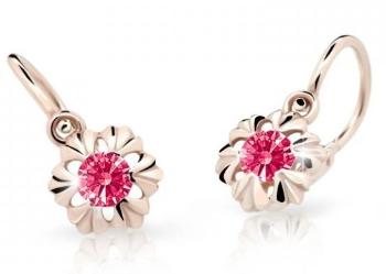 Cutie Jewellery Detské náušnice z ružového zlata C2213-10-X-4 fuchsiová