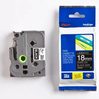 Brother originál páska do tlačiarne štítkov, Brother, TZE-345, biely tisk/černý podklad, laminovaná, 8m, 18mm