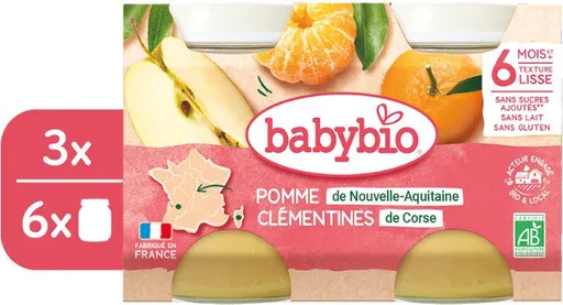 BABYBIO Jablko s klementínkami 3× (2× 130 g) (BABY11825s)