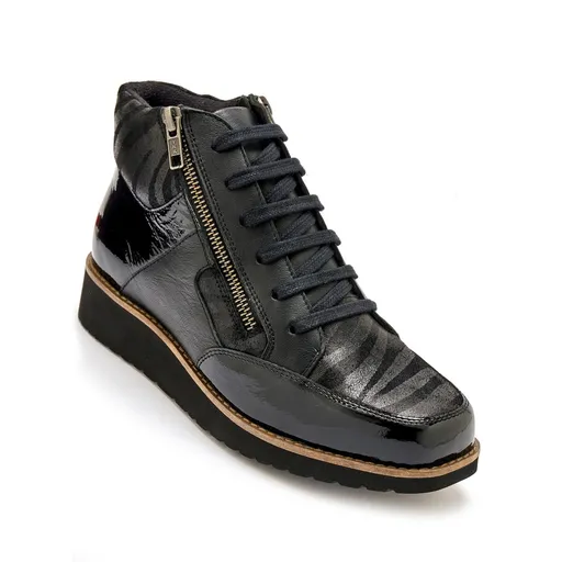 PEDICONFORT Vysoké tenisky so zebrím vzorom, šnúrkami a zipsami