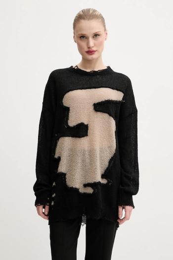 Sveter s prímesou vlny MM6 Maison Margiela dámsky, čierna farba, tenký, S52HL0040.M13088