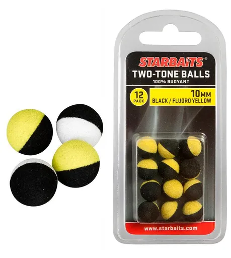 Starbaits plávajúce guličky two tones balls-14mm čierna / žltá (plávajúca gulička) 6ks