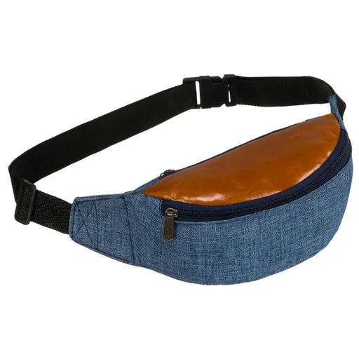 Tmavomodro-hnedá kapsička z polyesteru s vreckom na zips