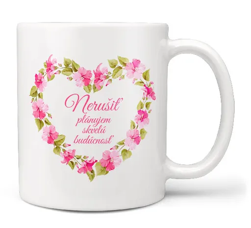 Hrnček Nerušiť – srdce z kvetin