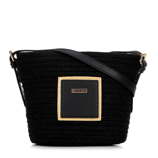 Dámska malá kabelka na košík zo zmesi bavlny čierna 100-4Y-902-1