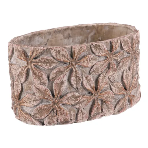 Betónový obal na kvetináč Flower, ovál, 13 x 21 x 12 cm, 21 cm