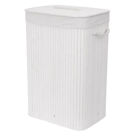 Compactor Kôš na špinavú bielizeň Bamboo hranatý, biela