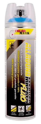 COLOR MARK ALLROUND MARKER FLUO 360°- Značkovací sprej s 360° ventilom fluorescenčná modrá, 0,5 L