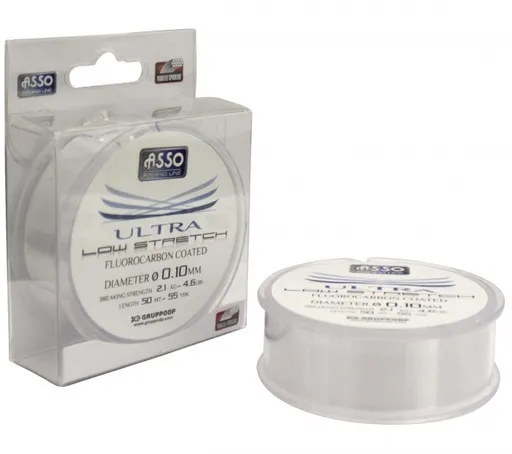 Asso vlasec ultra low stretch 50 m číra-priemer 0,12 mm / nosnosť 2,62 kg