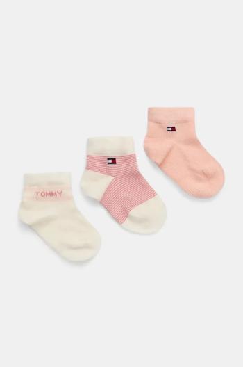 Ponožky pre bábätká Tommy Hilfiger 3-pak oranžová farba, 701232722