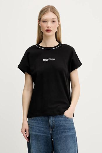 Bavlnené tričko Karl Lagerfeld Jeans dámske, čierna farba, A3W17098
