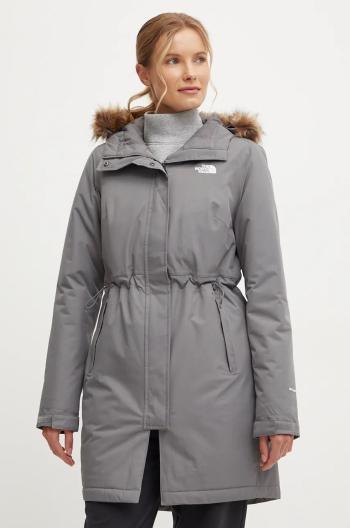 Bunda The North Face Zaneck Parka dámska, šedá farba, prechodná, NF0A4M8Y0UZ1
