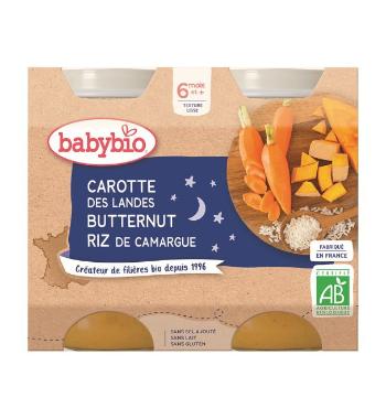 BABYBIO Večerné menu mrkva, tekvica, ryža (2x 200 g)