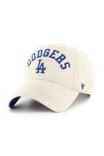 Bavlnená šiltovka 47 brand MLB Los Angeles Dodgers béžová farba, s nášivkou, B-CLBFB12GWS-Y0