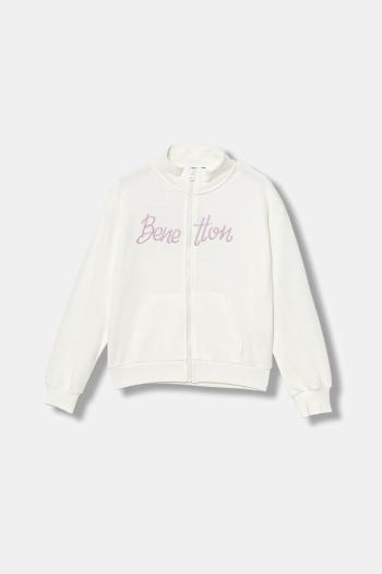 Detská bavlnená mikina United Colors of Benetton biela farba, s nášivkou, 3J68C505D