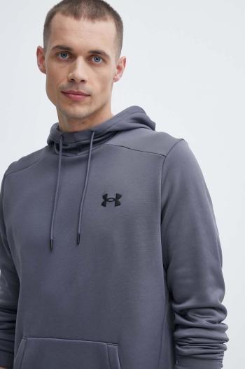 Tepláková mikina Under Armour šedá farba, s kapucňou, jednofarebná, 1373353