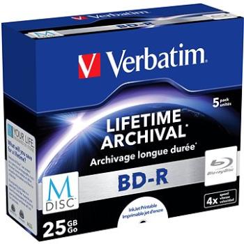 VERBATIM M-DISC BD-R SL 25GB 4× INKJET PRINTABLE spindle 5pck/BAL (43823)