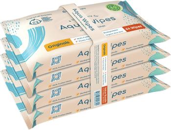 Popsitörlő Aqua Wipes BIO Aloe Vera 100%-ban lebomló törlőkendők, 99% víz, 4 x 64 db