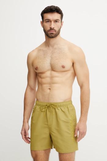 Plavkové šortky Calvin Klein zelená farba, KM0KM01166