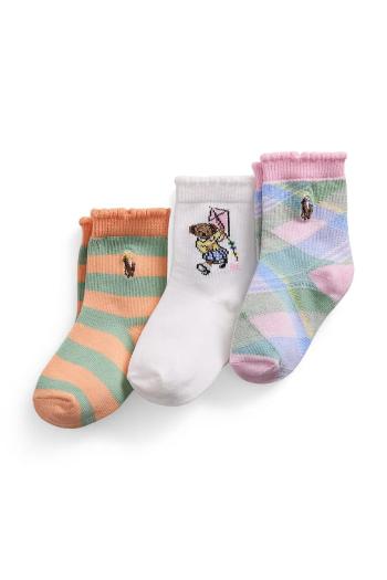 Detské ponožky Polo Ralph Lauren 3-pak ružová farba, 445969095001