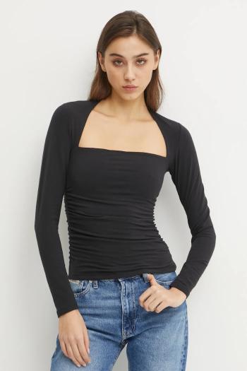 Tričko s dlhým rukávom Abercrombie & Fitch dámske, čierna farba, KI139-4893
