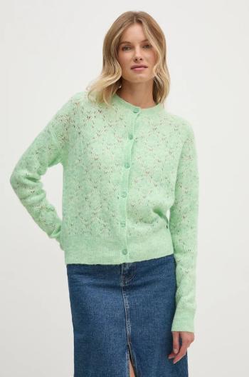 Kardigán s prímesou vlny Pepe Jeans HELEN CARDIGAN zelená farba, tenký, PL702228