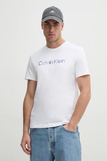 Bavlnené tričko Calvin Klein pánske, biela farba, s potlačou, K10K114162