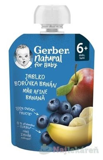 Gerber Natural ovocná desiata Kapsička Jablko, čučoriedka a banán (od ukonč. 6. mesiaca) 90 g