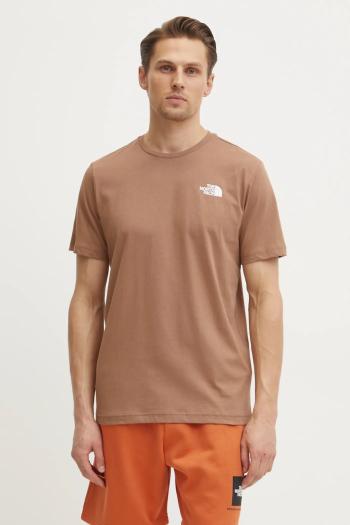 Bavlnené tričko The North Face Redbox pánske, hnedá farba, s potlačou, NF0A87NPAR41