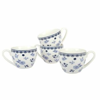 4-dielna sada porcelánových šálok Floral, 90 ml