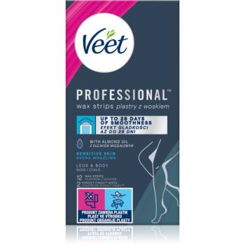 Veet Professional Sensitive Skin voskové depilačné pásiky pre citlivú pokožku 12 ks