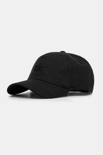 Plátenná čiapka Calvin Klein čierna farba, s nášivkou, K60K613118