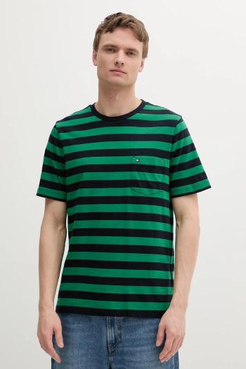 Bavlnené tričko Tommy Hilfiger pánske, zelená farba, jednofarebné, MW0MW37283