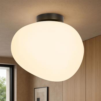 Stropná lampa STONES inšpirovaná kameňom - dizajnérska stropná lampa s 20 cm mliečnym tienidlom - osvetlenie obývačky a chodby E27