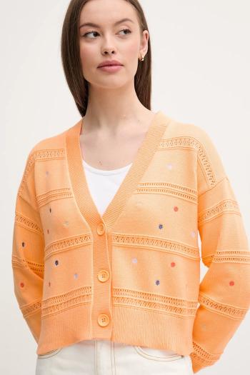 Bavlnený kardigán United Colors of Benetton dámsky, oranžová farba, 10C1E604W