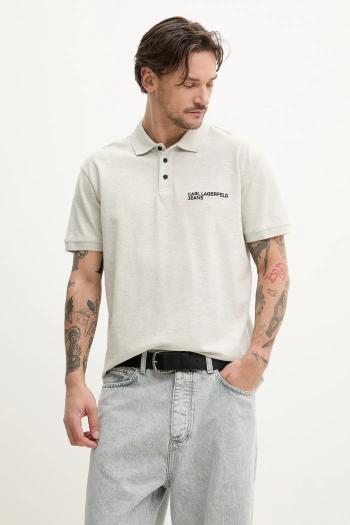 Bavlnené polo tričko Karl Lagerfeld Jeans pánske, šedá farba, jednofarebné, A2M17094