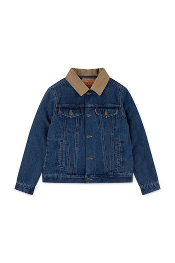 Detská rifľová bunda Levi's QUILTED LINED TRUCKER modrá farba, 9EN826