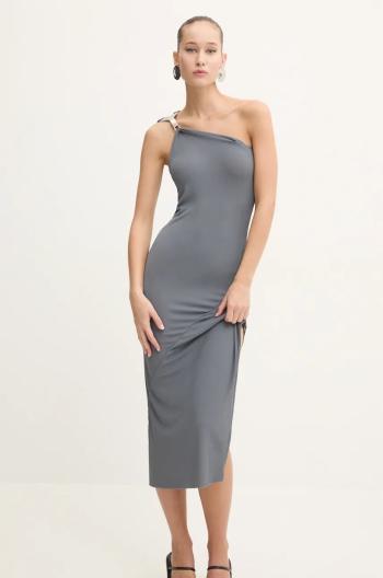 Šaty Rick Owens Lilies šedá farba, midi, priliehavá, LI02D5534CVI
