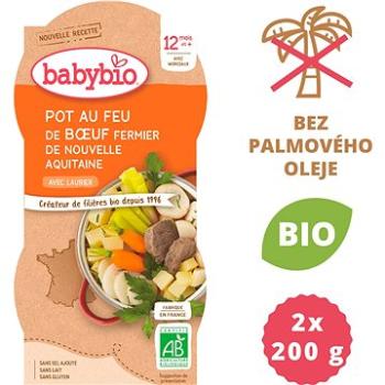 BABYBIO, Dusené hovädzie mäso so zeleninou, 2× 200 g (3288131520742)