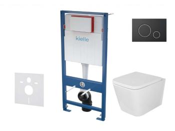 Kielle - Genesis Set predstenovej inštalácie, klozetu Arkas I, dosky softclose a tlačidla Gemini II, matná čierna / chróm 30505SS04