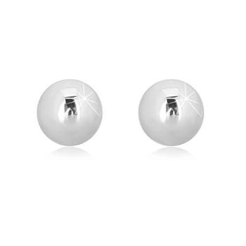 Náušnice v bielom zlate 375 - jednoduchá zrkadlovolesklá guľôčka, 6 mm