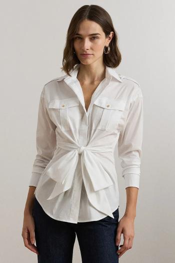 Košeľa Lauren Ralph Lauren dámska, biela farba, slim, s klasickým golierom, 200957112