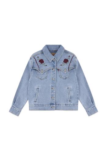 Detská bunda Levi's OVERSIZED WESTERN TRUCKER modrá farba, 3EN567