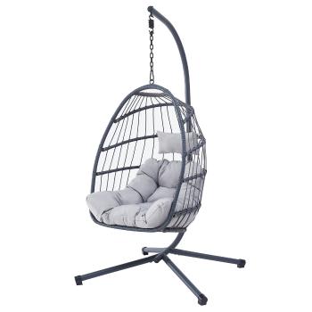 Autronic Závesné kreslo, kov, polyratan, sivá,AZ-V 1269GREY